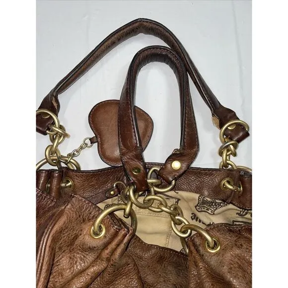 Vintage Y2K Juicy Couture Brown Leather Bag‎ Purse Logo Heart Meduim - Image 11