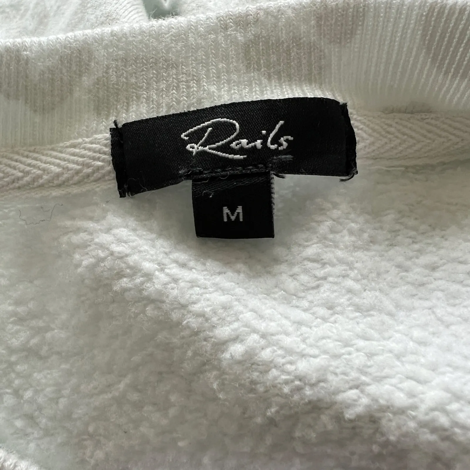 RAILS Women's White Gray Sweatshirt Sz M Leopard Print Zipper Detail Flawed - Image 4