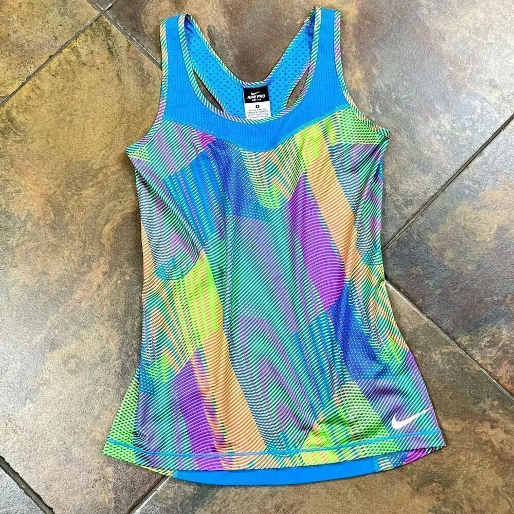 Nike Pro Dri-Fit Neon Mesh Active Wear Tank Top Small - Image 6