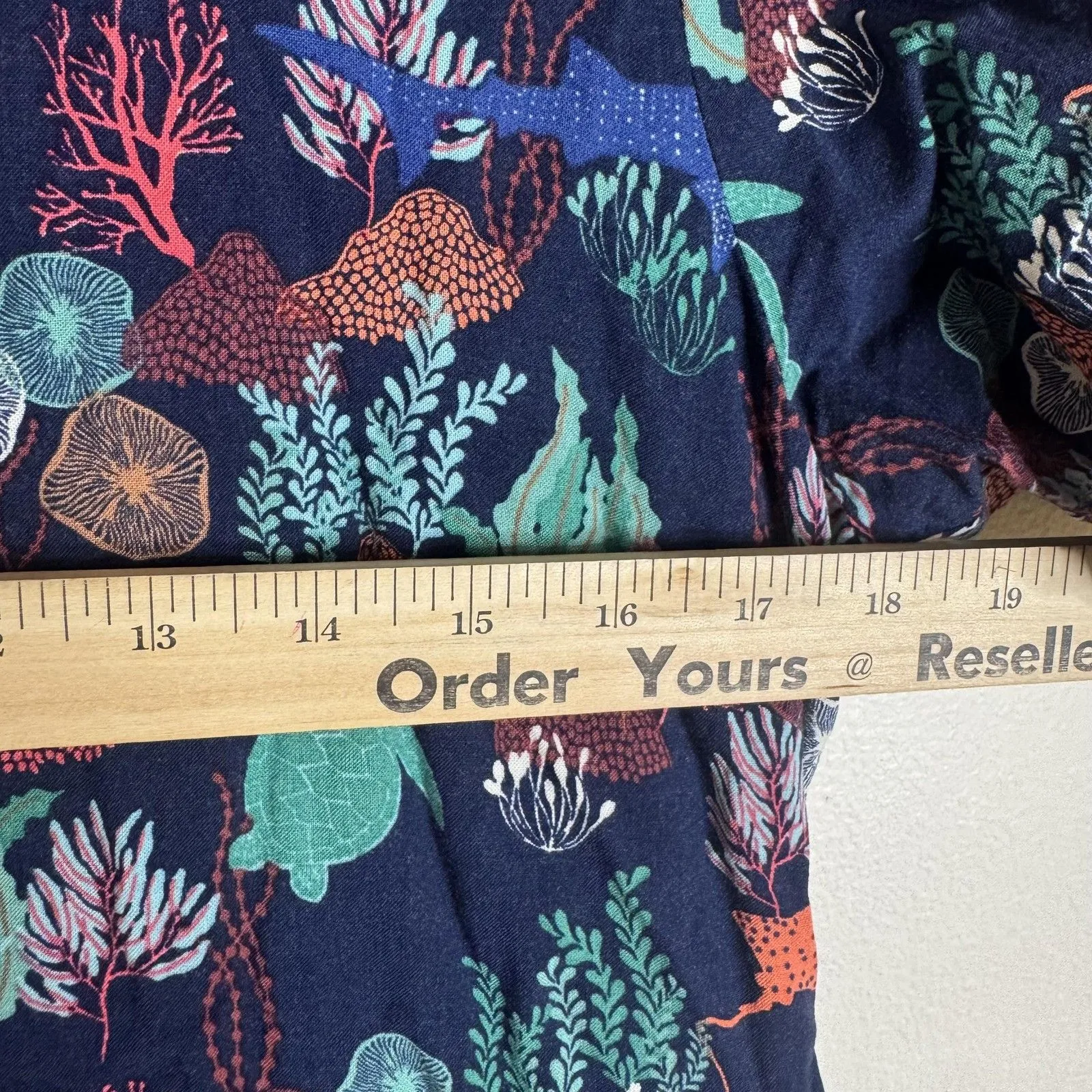 Sugarhill Brighton Dress Womens 10 Navy Sea Life Print Short Sleeve Tie Waist - Image 7