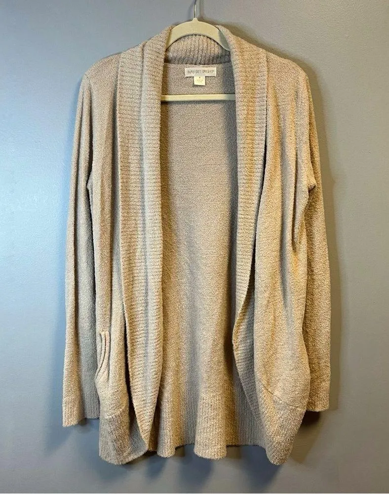 Barefoot Dreams Taupe Long Sleeve CozyChic Lite Circle Lounge Cardigan Sz M EUC - Image 4