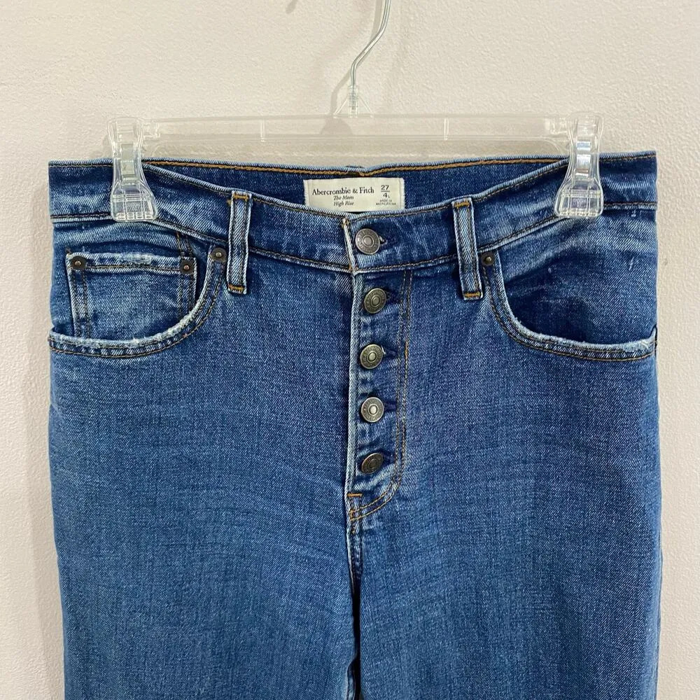 Abercrombie & Fitch | High Rise Mom Jean Raw Hem Ankle Length Size 4 Long - Image 4
