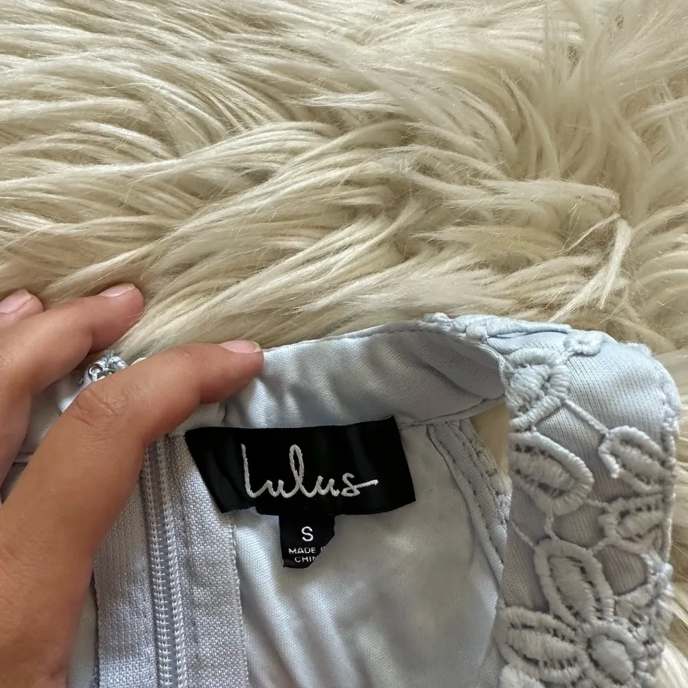 LULU’S Love Poem Light Grey Lace Mini Dress - Image 4