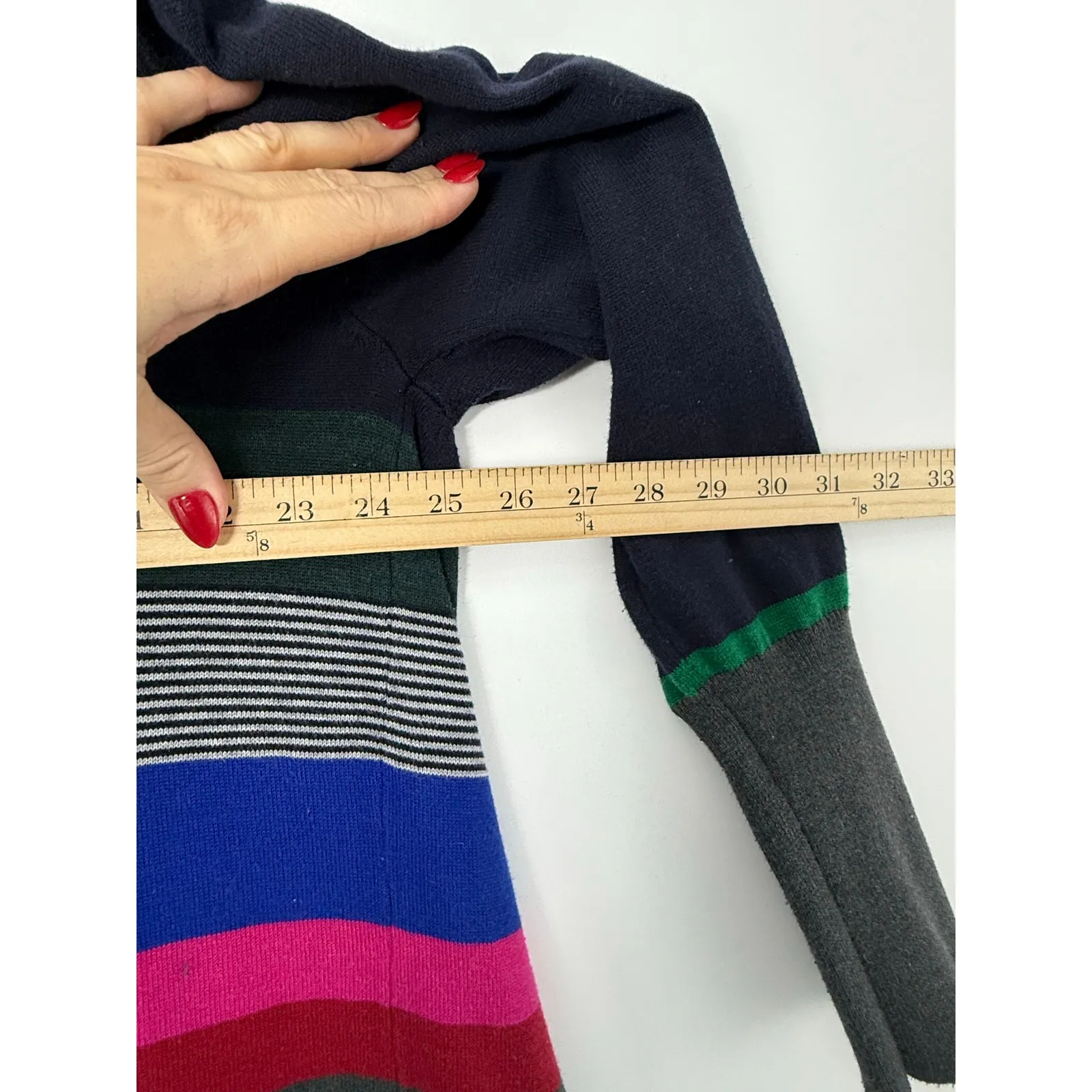 Anthropologie Lili’s Closet Striped Open Front Cardigan L Navy Multi Colorblock Blue Size L - Image 8