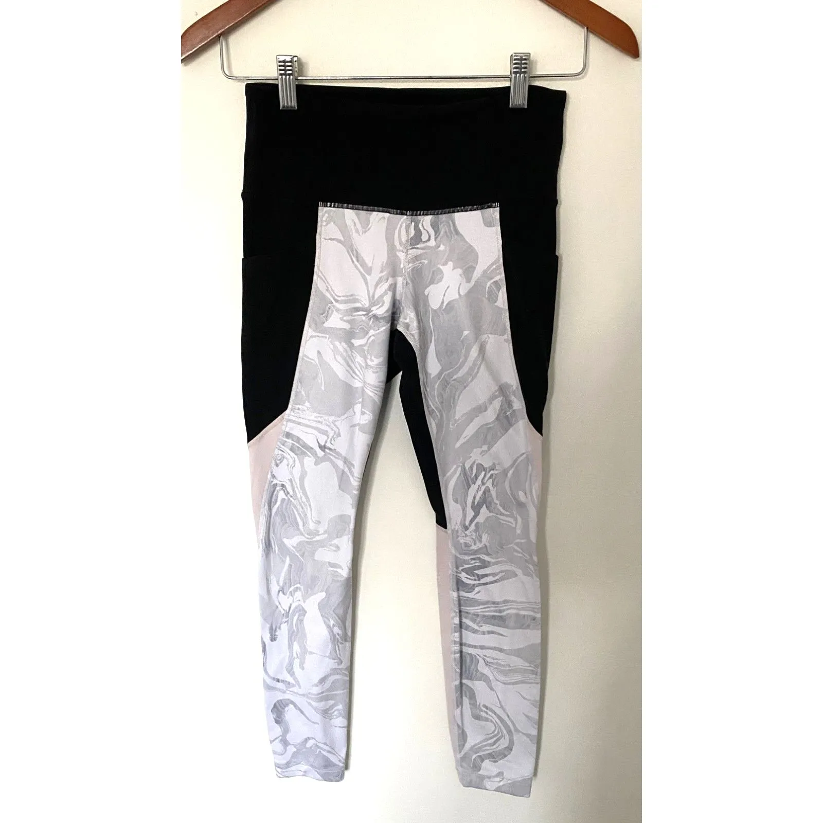 Athleta Salutation Marble Leggings Pockets Colorblock High Waist Stretchy Sz XSP - Image 2