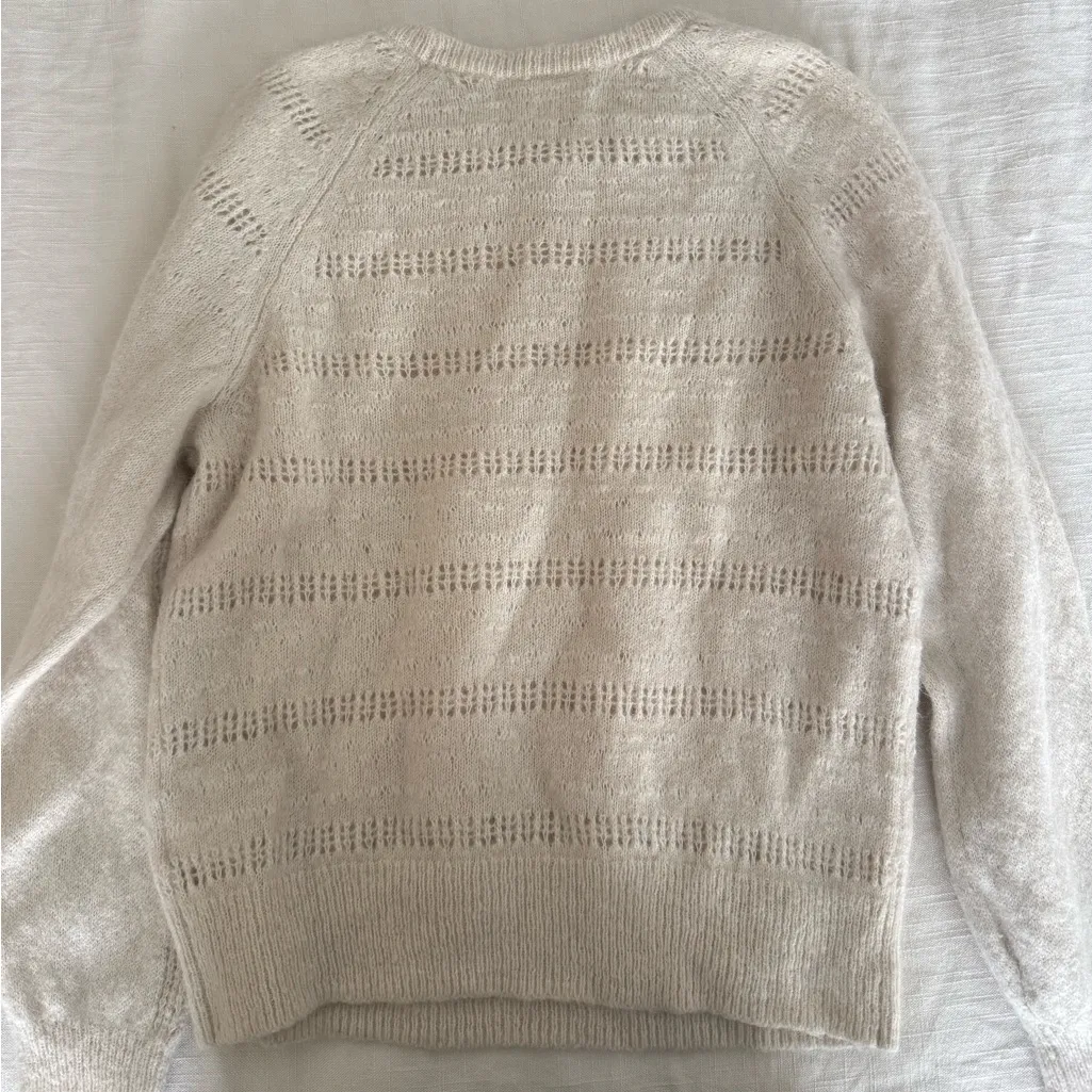 Treasure & Bond Pointelle Stripe Crewneck Sweater Cream Ivory Size M - Image 4