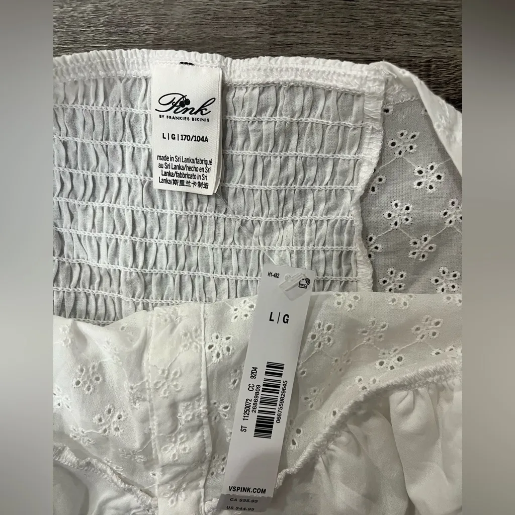 VS PINK X FRANKIE’S BIKINIS Gabriela Eyelet Halter Corset Top in white - Image 4