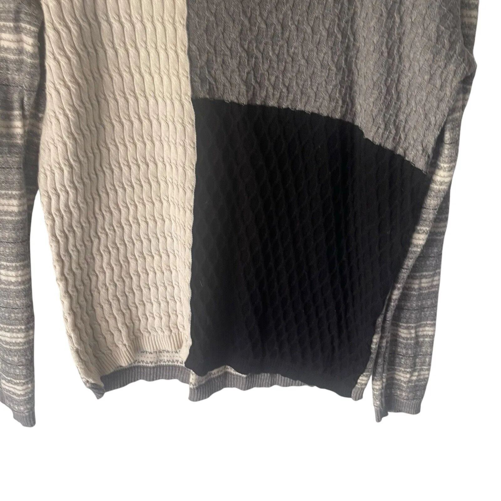 Edinburgh Knitwear Size‎ Small 100% Pima Cotton Grey Cable Patch Sweater Gray - Image 4