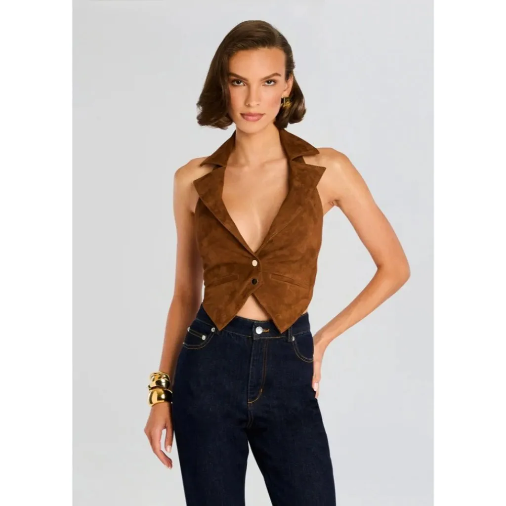 Retrofete Josephine Suede Vest in Cinnamon Large New Womens Sleeveless Top Brown - Image 14