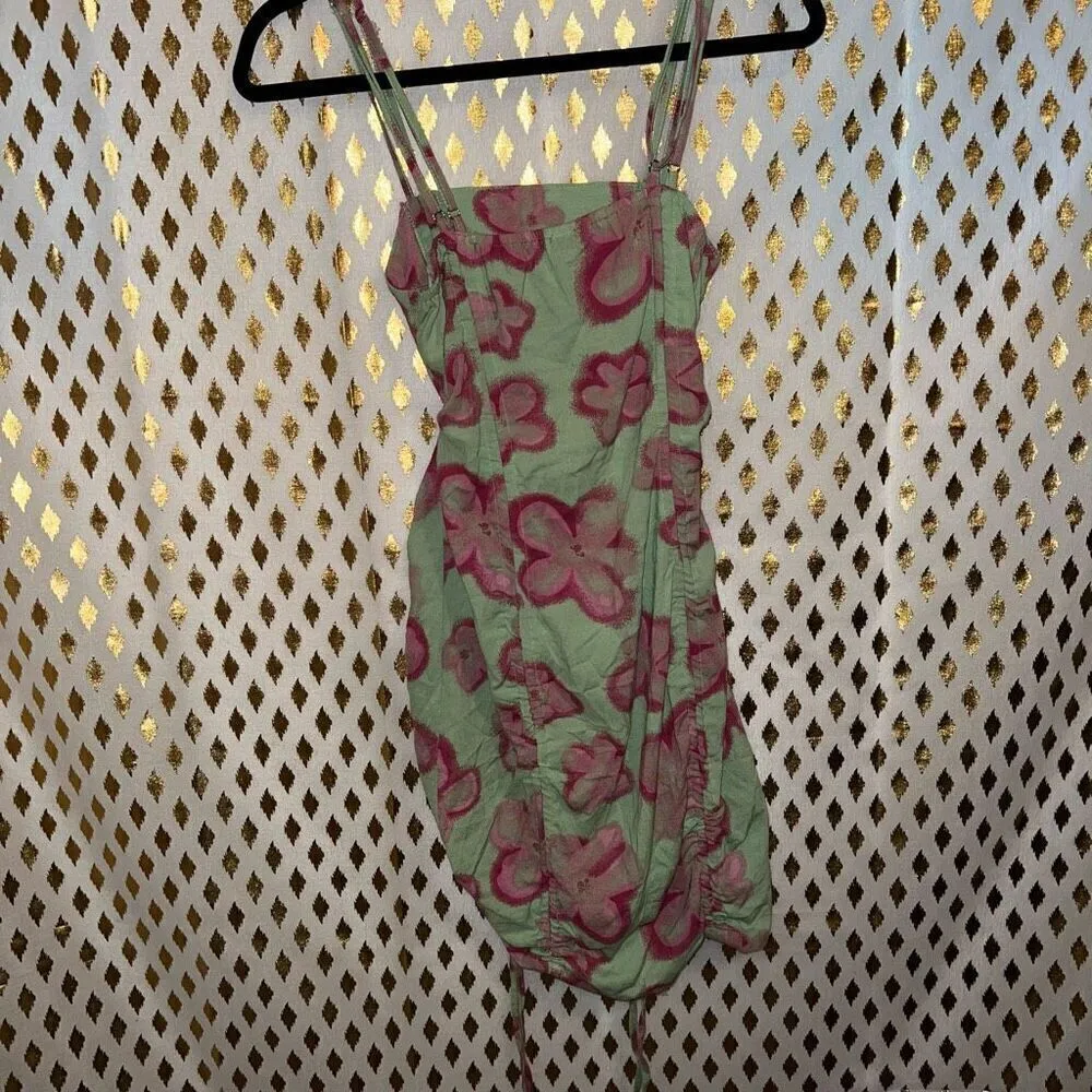NWT Wild Fable Bodycon Dress floral green cut out size M - Image 7