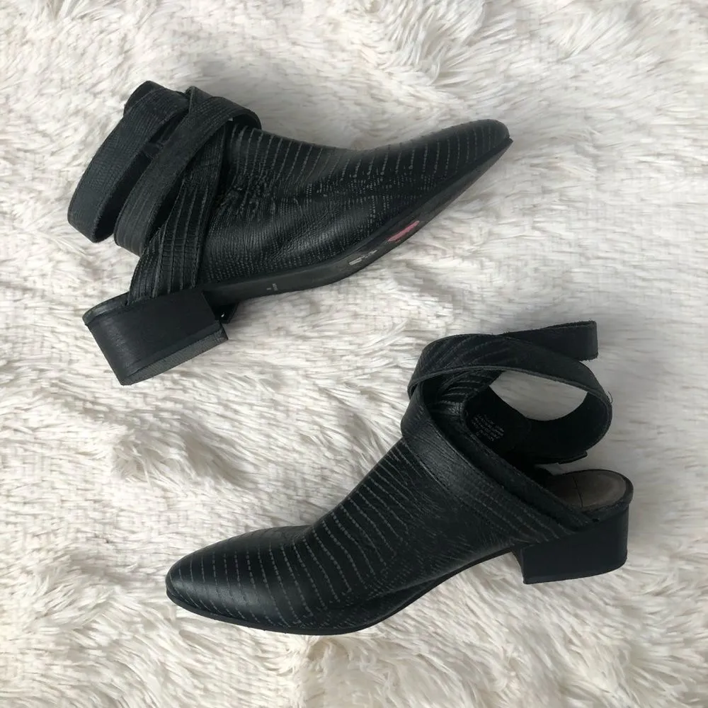 Matisse X Ascot Friday Black Leather Talon Wrap Ankle Open Back Booties 6 - Image 91