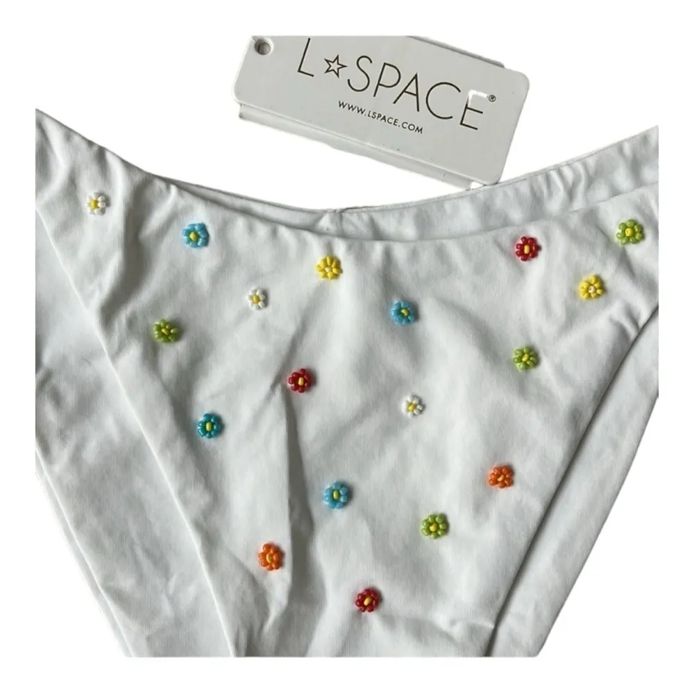 L*Space Beaded Brittany Bikini Top & Lennox Bottom Classic Set White Size Large - Image 7