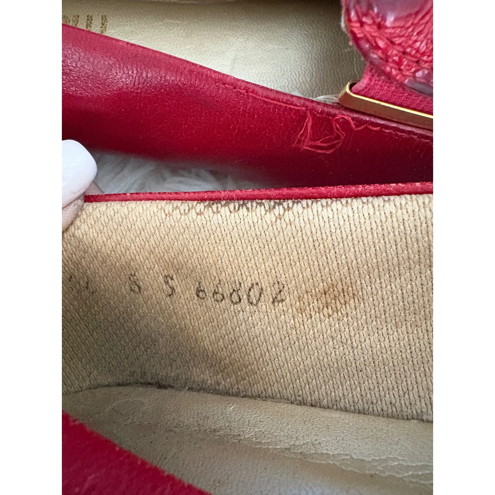 Red Leather Loafers Women's Croc Embossed Square Toe Slip On Dress‎ Shoes Size 8.5 - Image 7