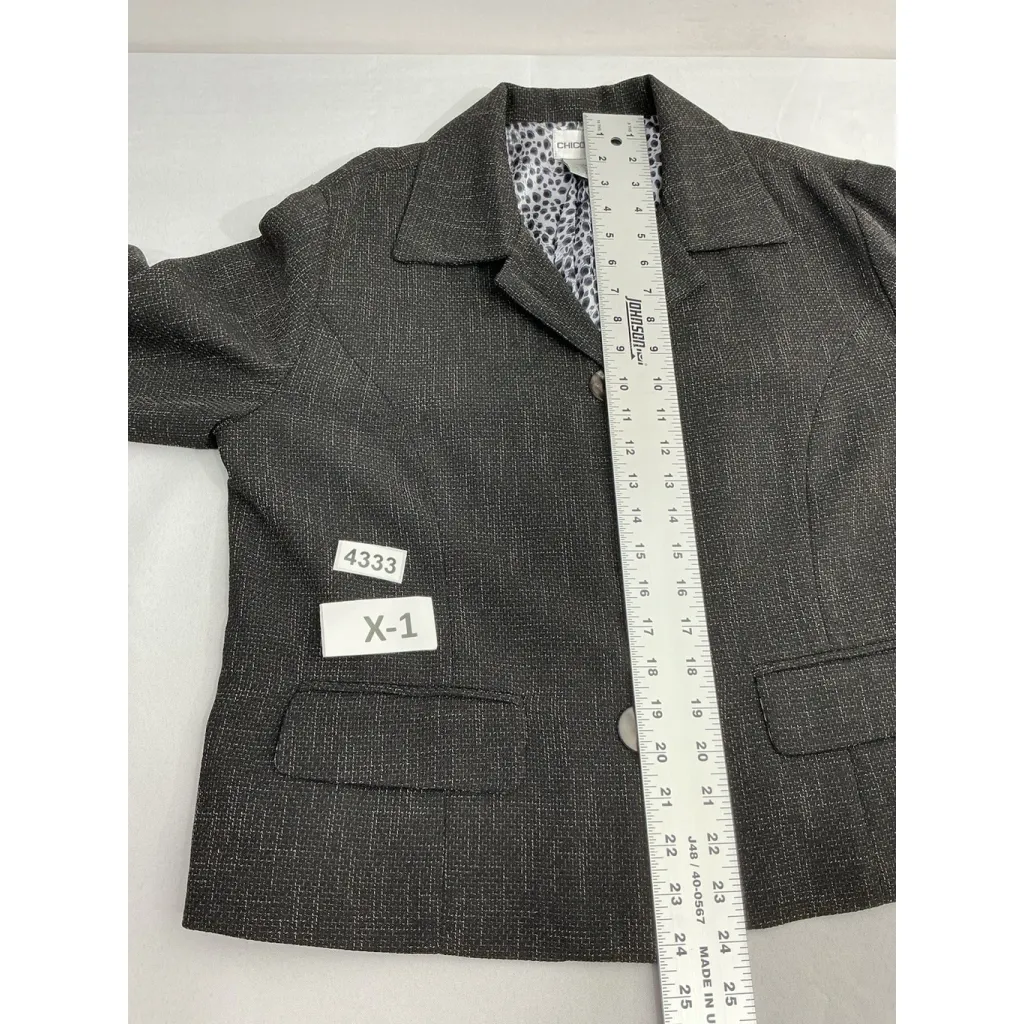 Womans Chicos Blazer 2 Us 12 Brown Button Front Long Sleeve Lined - Image 6