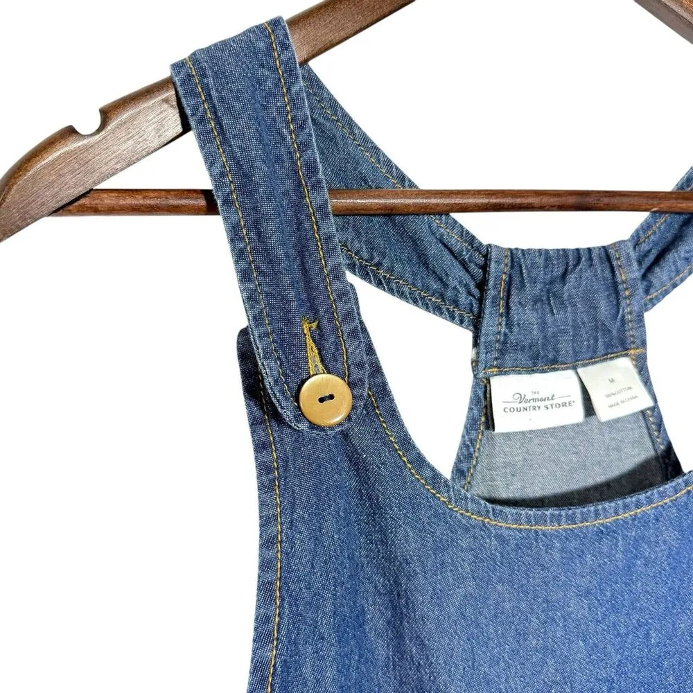 Vintage Vermont Country Store‎ Jumper Dress M Modest Jean Overall Chambray Denim Blue Size M - Image 3