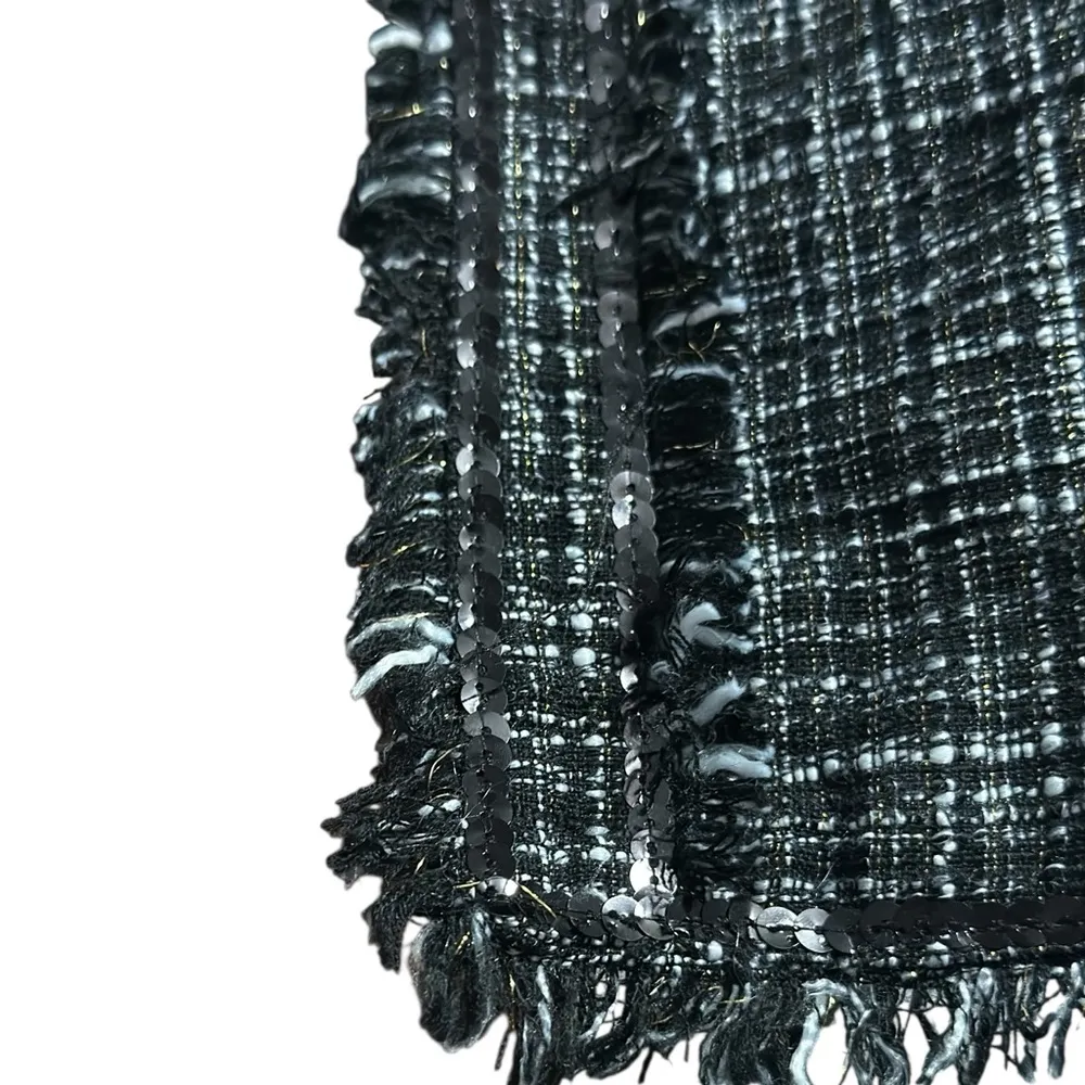 Cato Women's Black Tweed Jacket Open Front Size M - Image 12