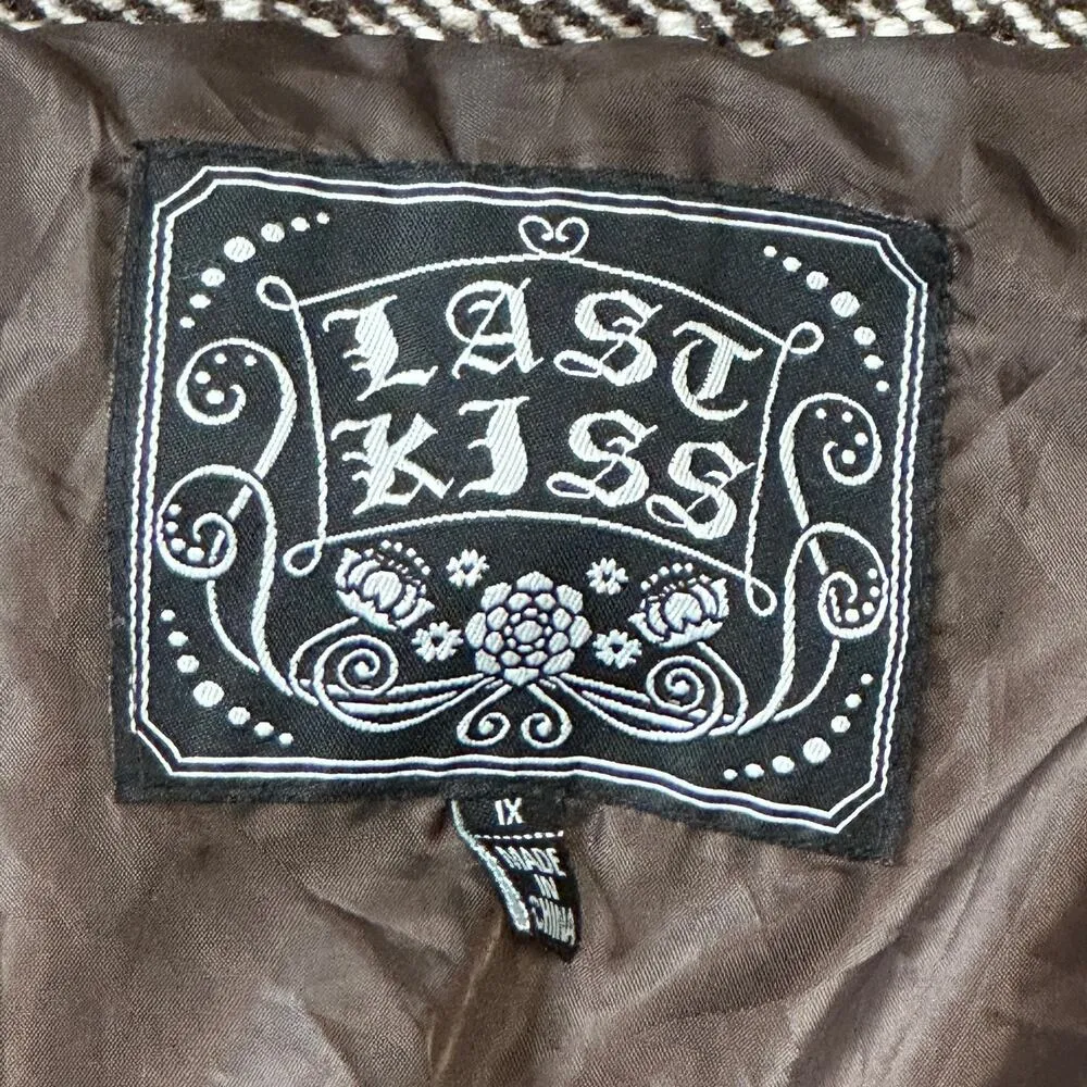 Vintage Last Kiss Tweed Dark Academia Pea Coat Jacket Plus Size 1X 90s - Image 4