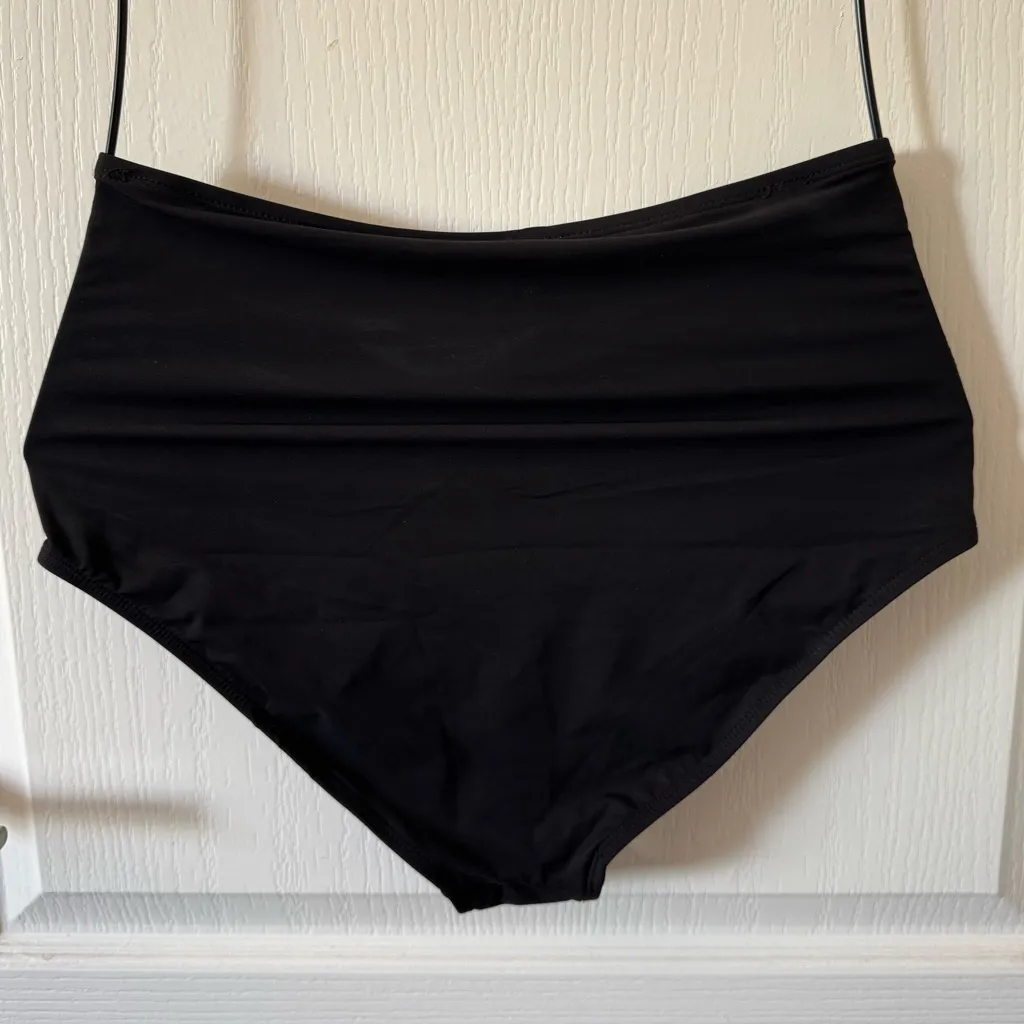 Popilush Shapewear Swimwear Bikini Bottom Tummy Control Ruched Black L NWT Size L - Image 4
