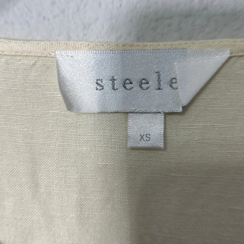 Steele. Reeta Dress Linen Blend Butter Yellow Drop Waist Dainty Feminine Size XS - Image 7