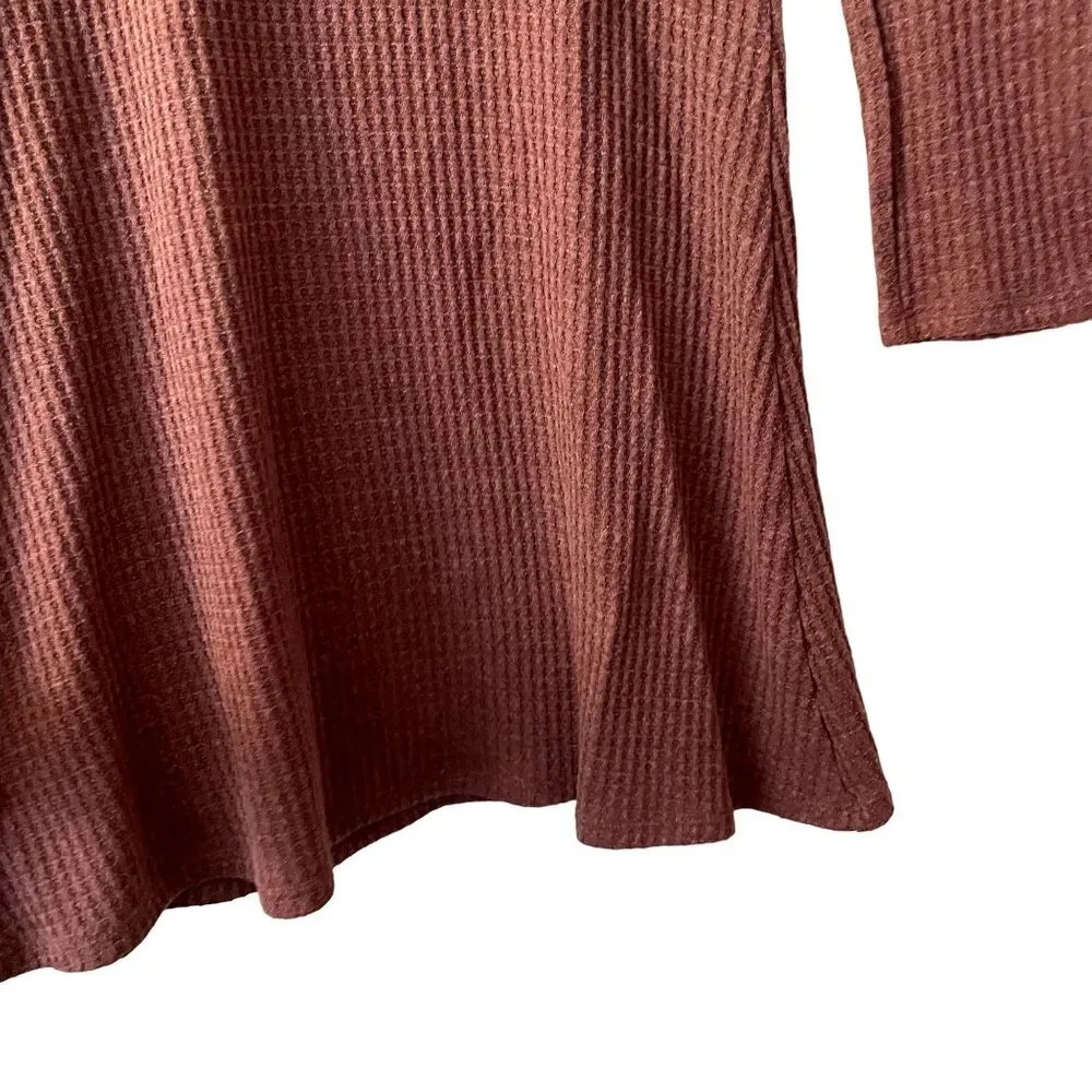 Full Tilt purple tan sweater dress cutout detail crewneck long sleeved - Image 5