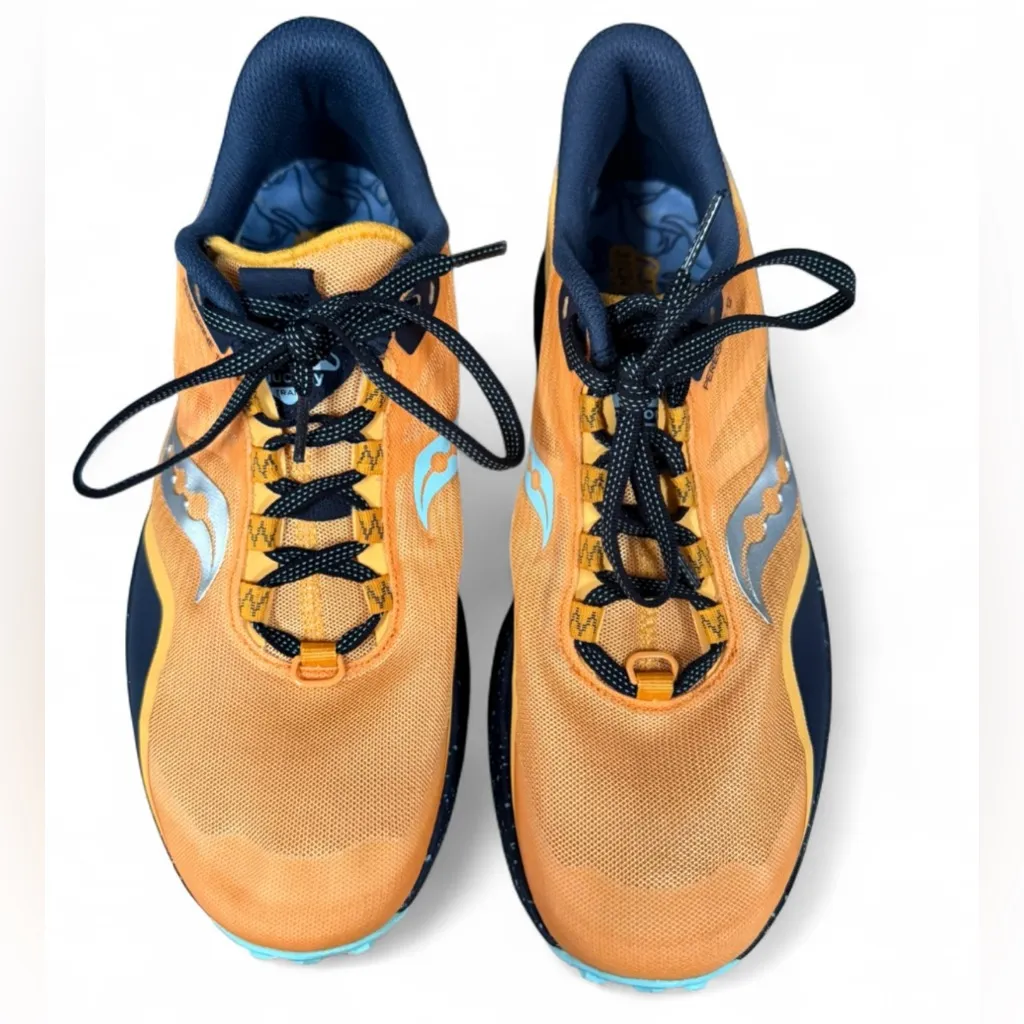 Saucony Peregrine 12 Trail Shoes in Orange and Navy - Image 2