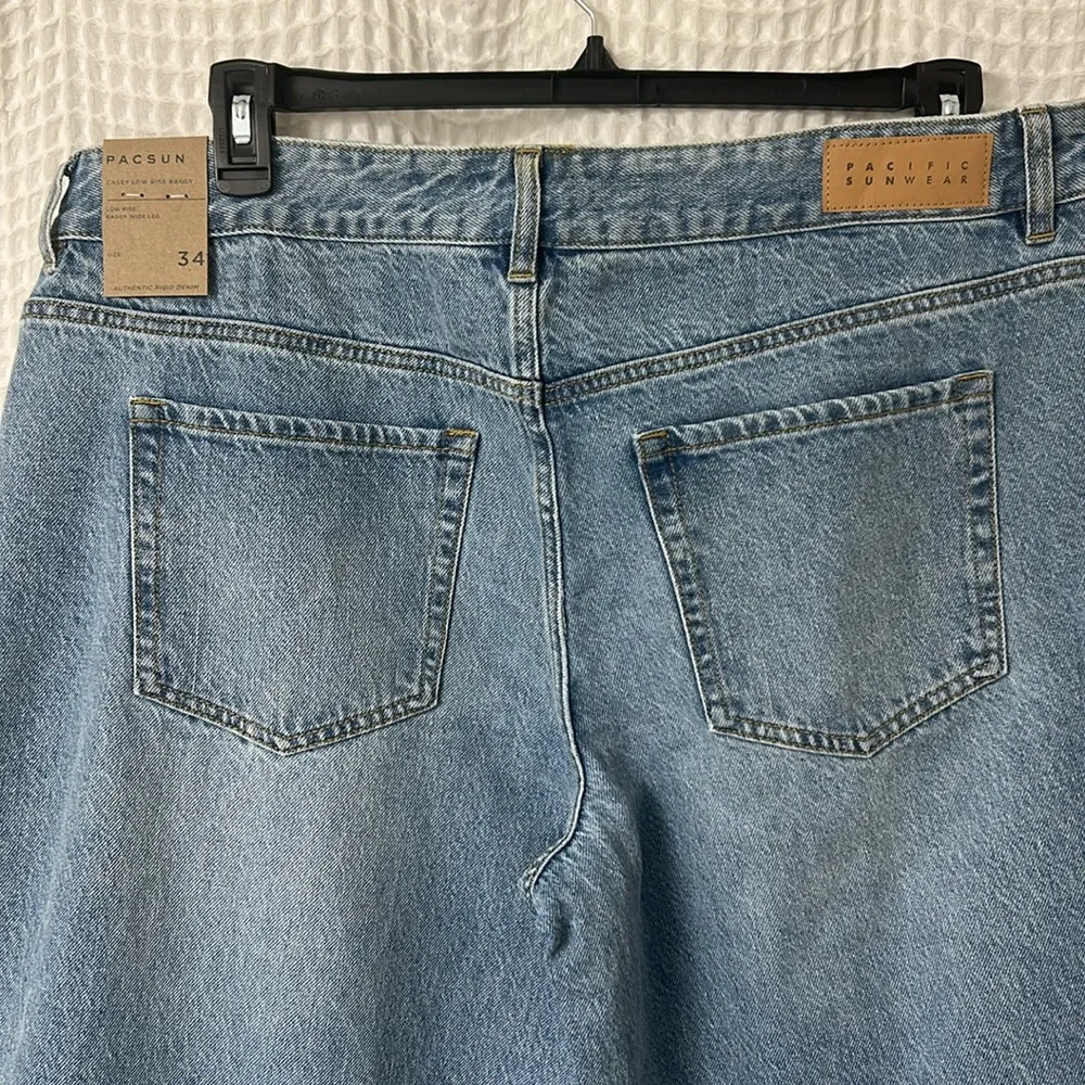 PacSun Casey Low Rise Baggy Wide Leg Jeans Women's 34 SHORT Blue Denim NWT - Image 7