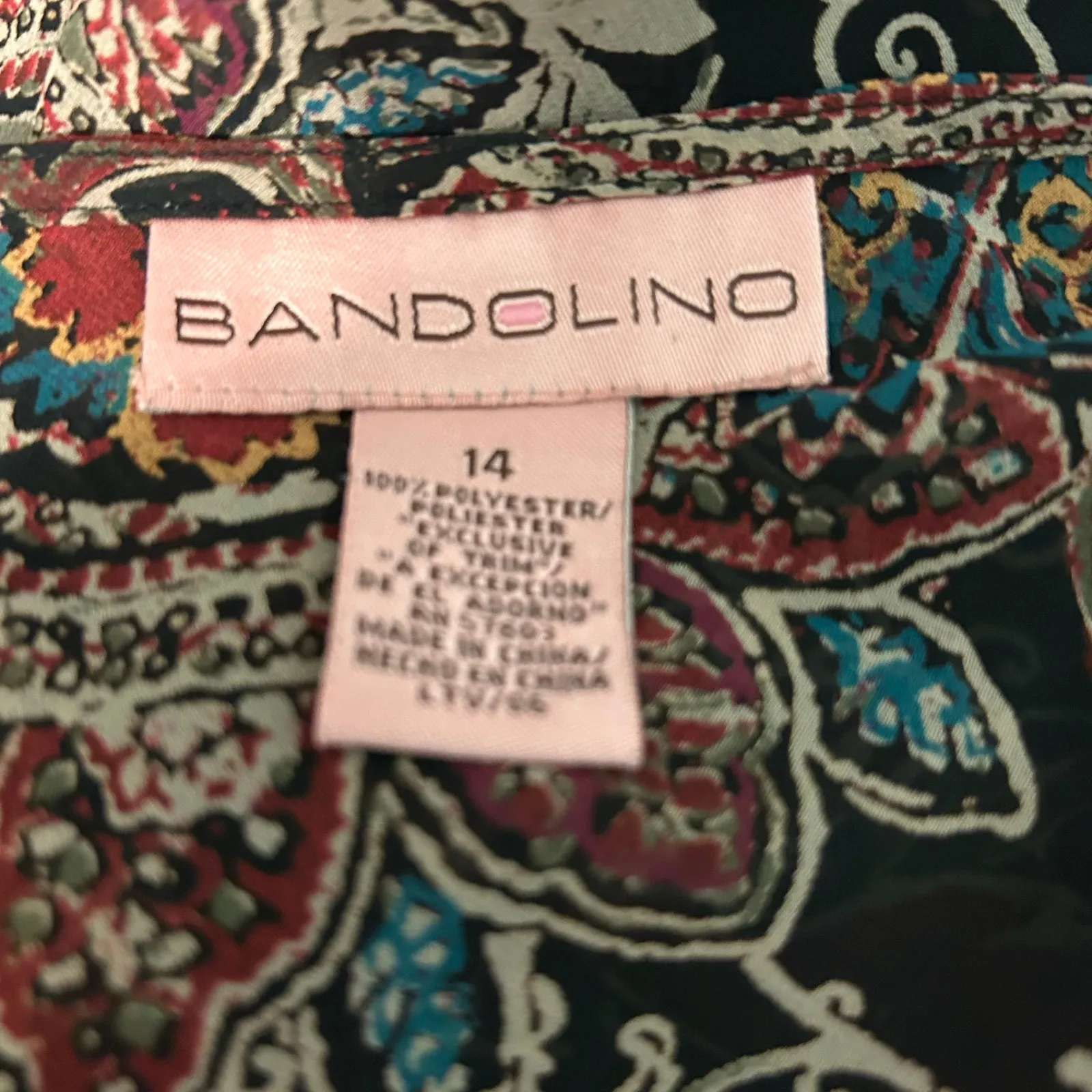 Bandolino Crochet SZ 14 Top Black Flower Tunic Boho Y2K Long Sleeve Pleated - Image 8