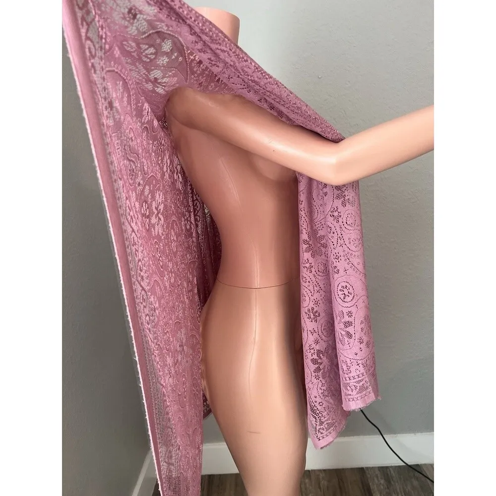 Peach pink Lace floral Open Front Kimono Beach Coverup Lightweight relaxed #211 Size undefined - Image 4