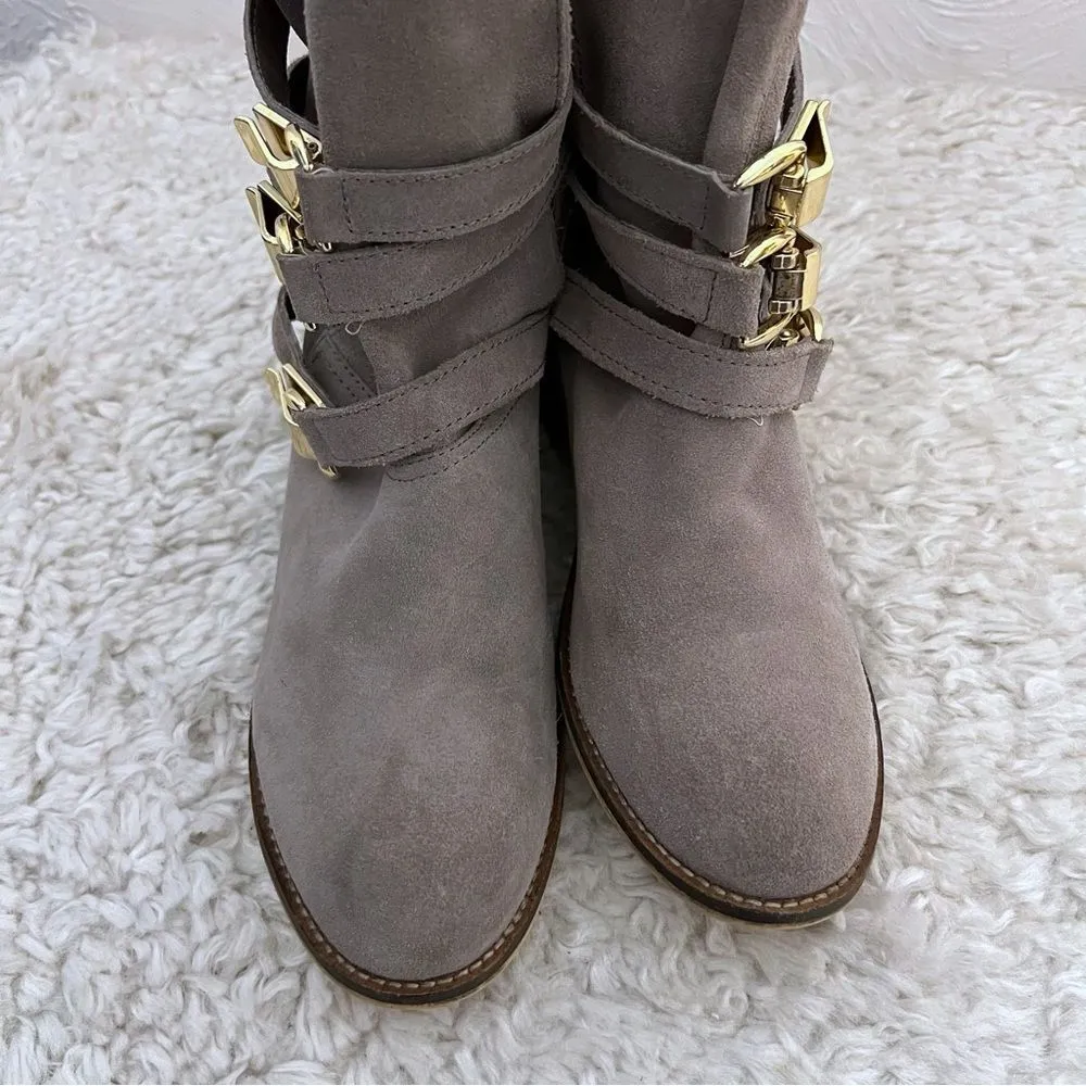 Steve Madden Haggle Women's Boots Engineer Ankle Boot Buckle Suede Gray Size 9 - Image 5