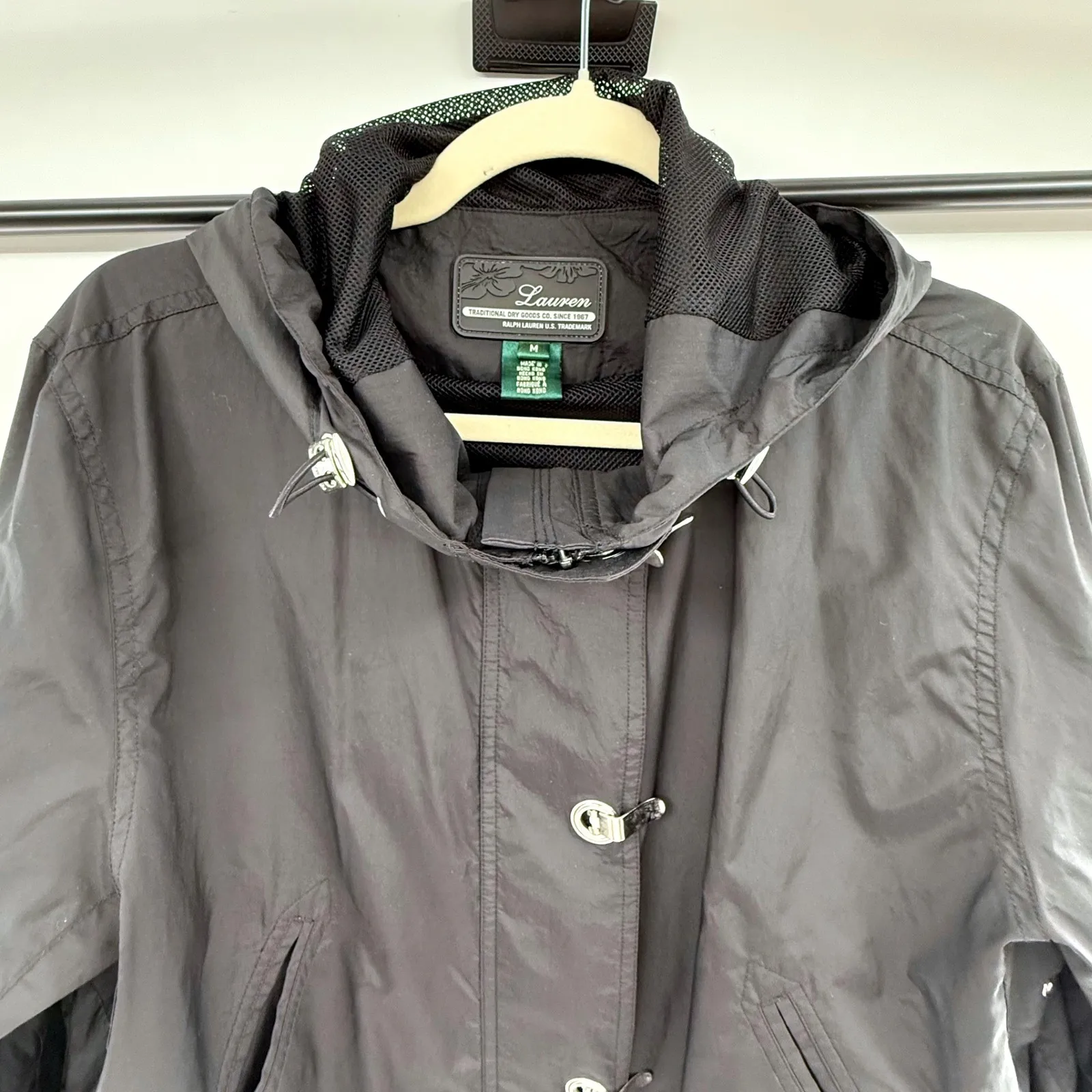 Lauren Ralph Lauren Hooded Utility Jacket Women's Medium Black Toggle Closure - Image 5