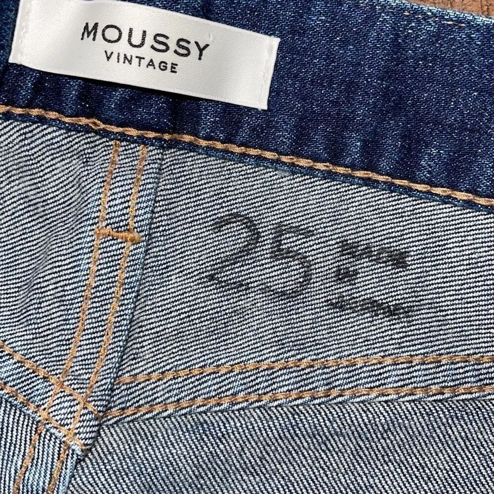 Moussy Vintage Womens Rhode Cropped Distress Hi Rise Flare Denim Jeans Blue Sz 2 - Image 9