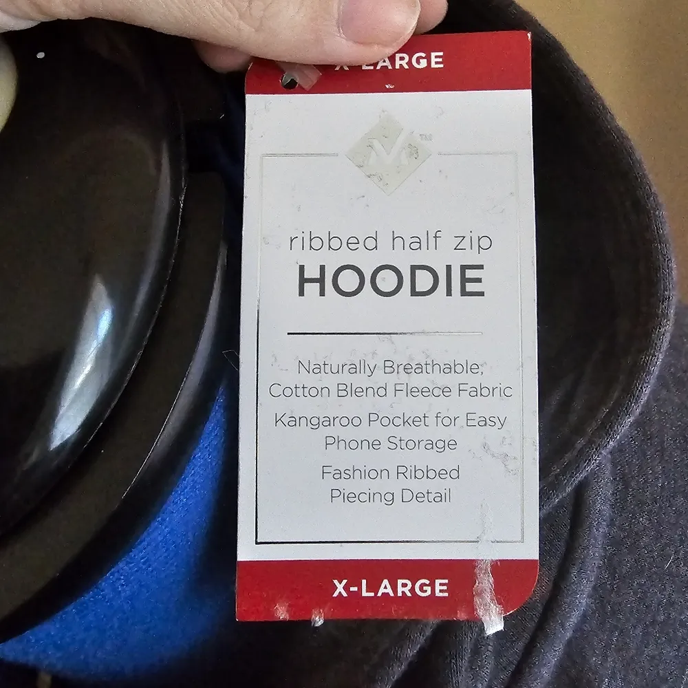 Member's Mark Gray Half Zip Sweater Hoodie with Kangaroo Pocket Size XL - Image 4