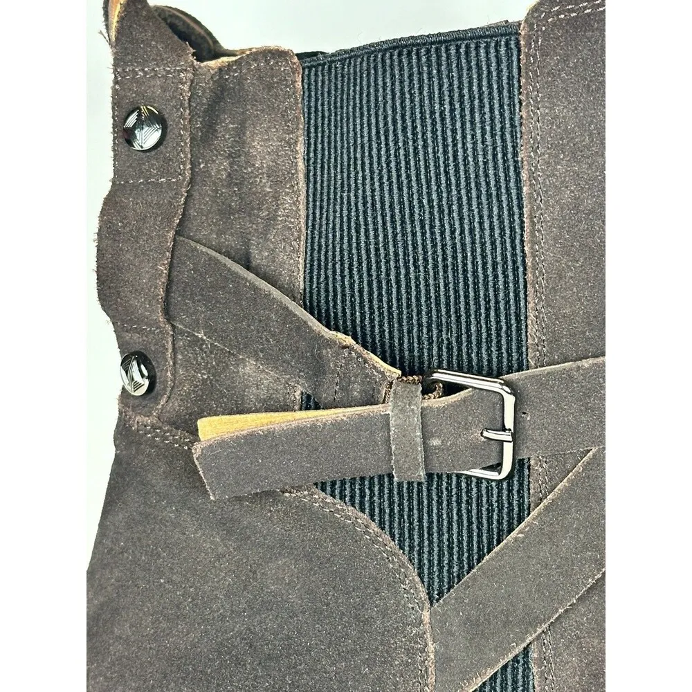 Donald Pliner Captain Boots Leather & Suede Buckle Booties Size 10 Brown - Image 2