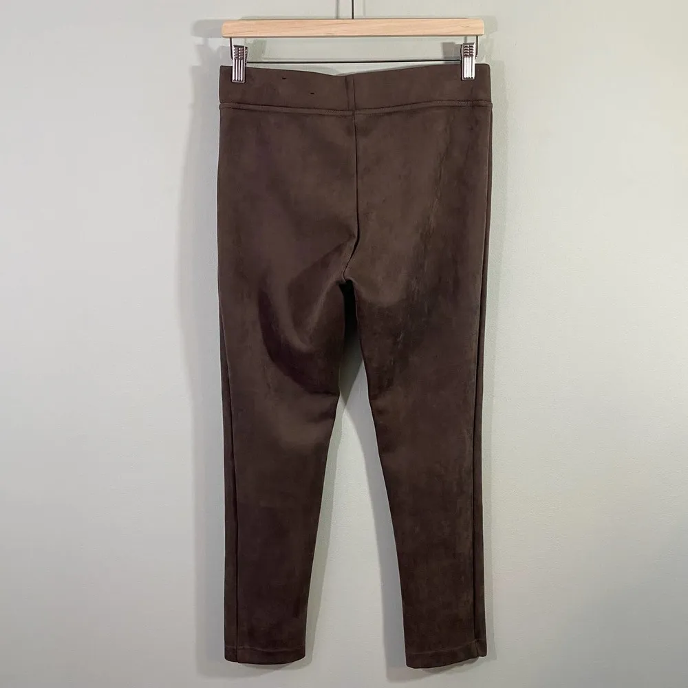 Andrew Marc Women's Brown Faux Suede Skinny Pull On Pants Size S - Image 5