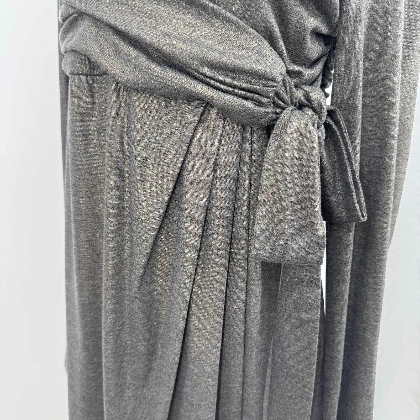 Robert Rodriguez dress small ruched draped belted shimmer pleated gray gold - Image 3