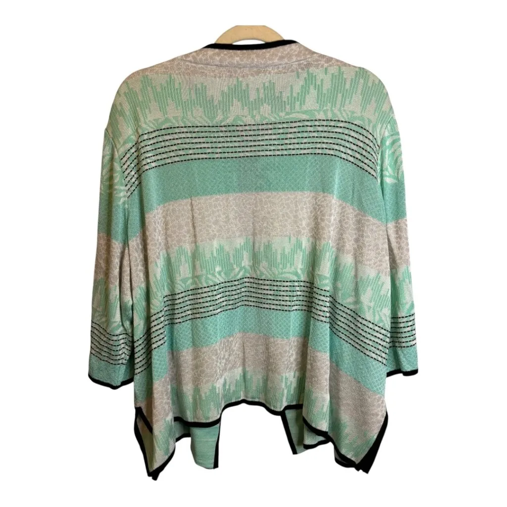 Ming Wang Sweater Women's‎ Size 3X Knit Cardigan Green Black White - Image 2