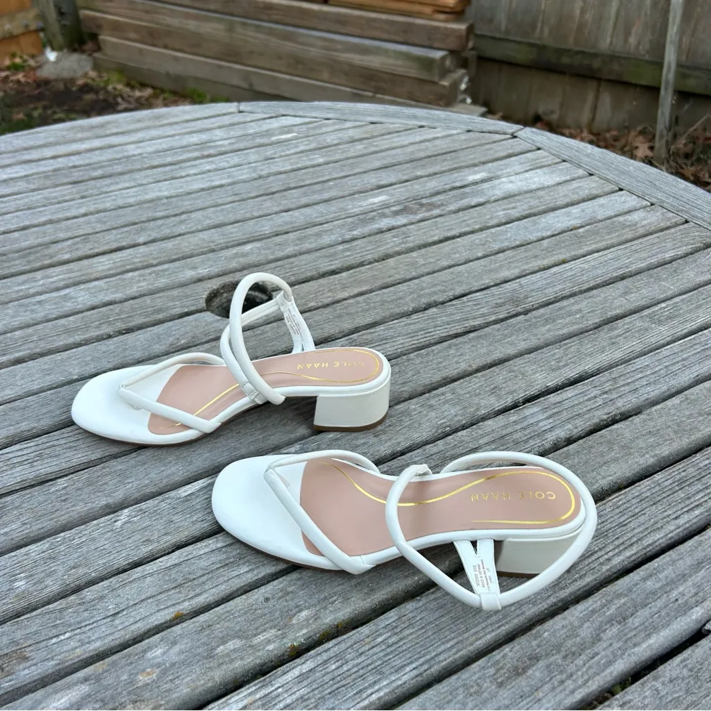 Cole Haan Women's Calli Thong Block Heel Sandal 40 Mm in white size‎ 6.5 - Image 4