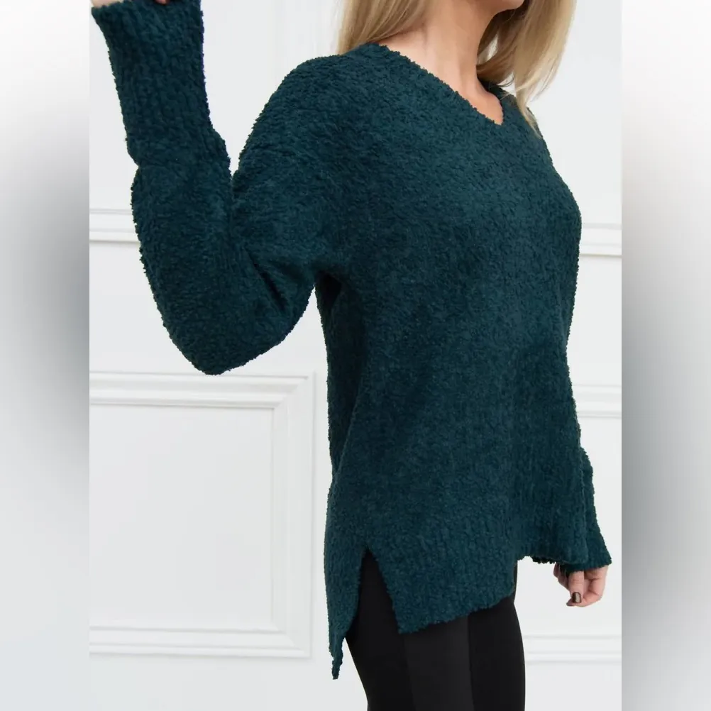 Sanctuary Anthro Jade Green V Neck Teddy Knit Long Sleeve Sweater #Pk - Image 2