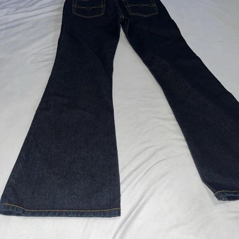 Deadstock Y2K LEI Low Waist Junior Sz 14 Multi Color Spray Painted Jeans Flare - Image 15