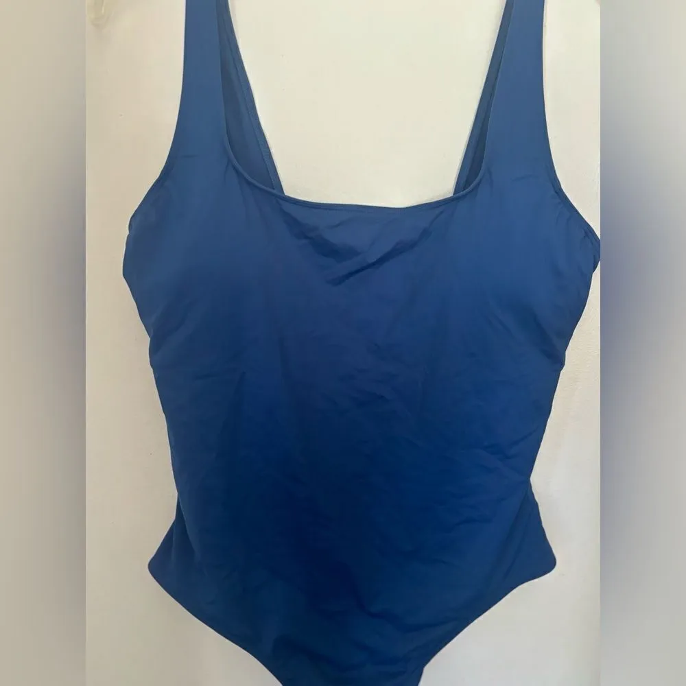 NWT Everlane Nyle square neck one piece blue swimsuit size XL - Image 6