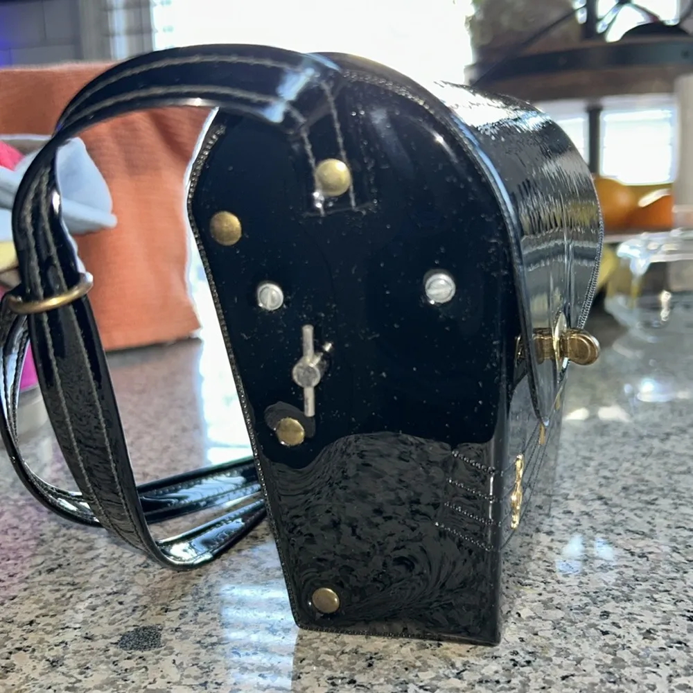 Patent Leather Music box shoulder bag Black - Image 3