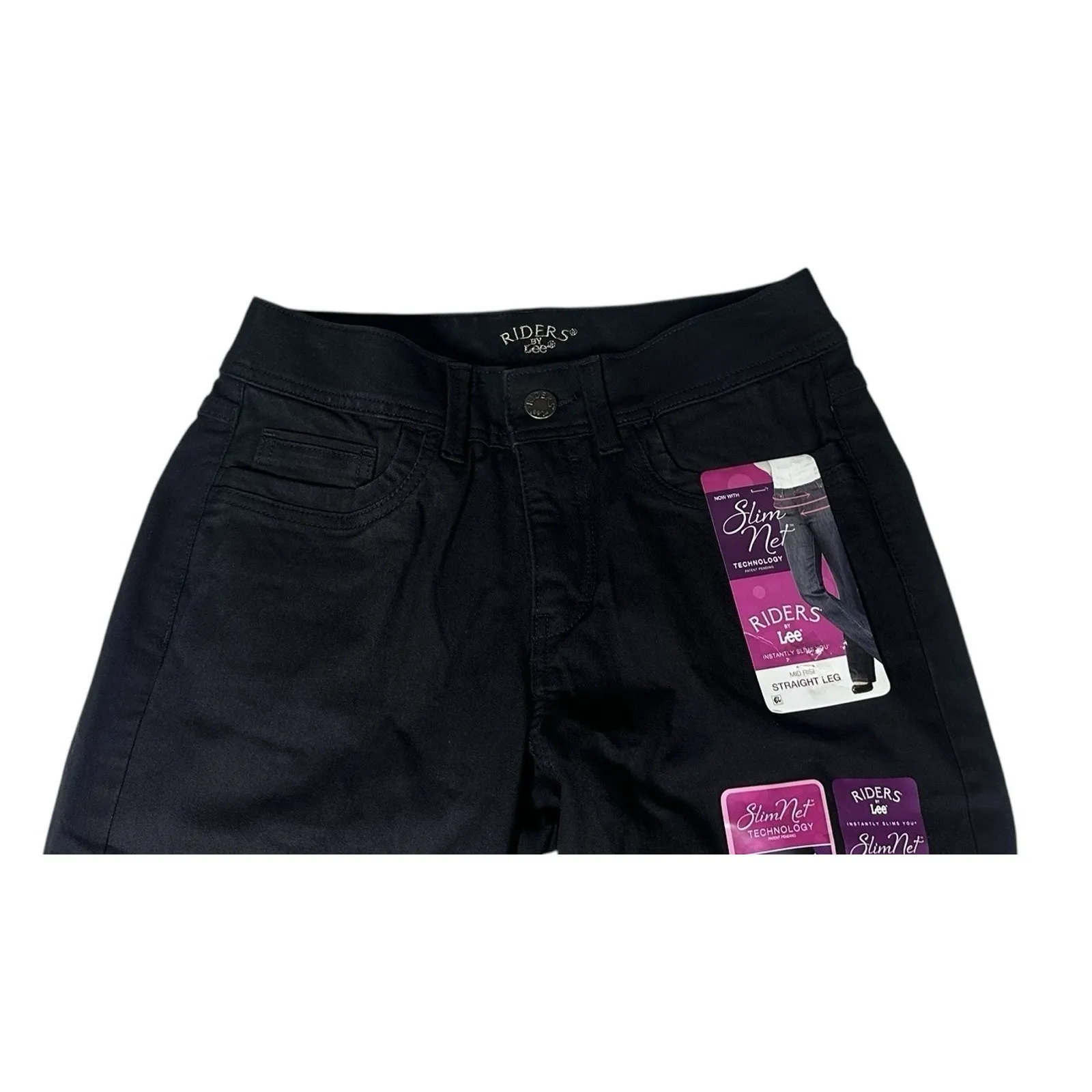 Riders by Lee Slim Net Slimming Jeans Womens 8 Black Denim Straight Leg Stretch - Image 2