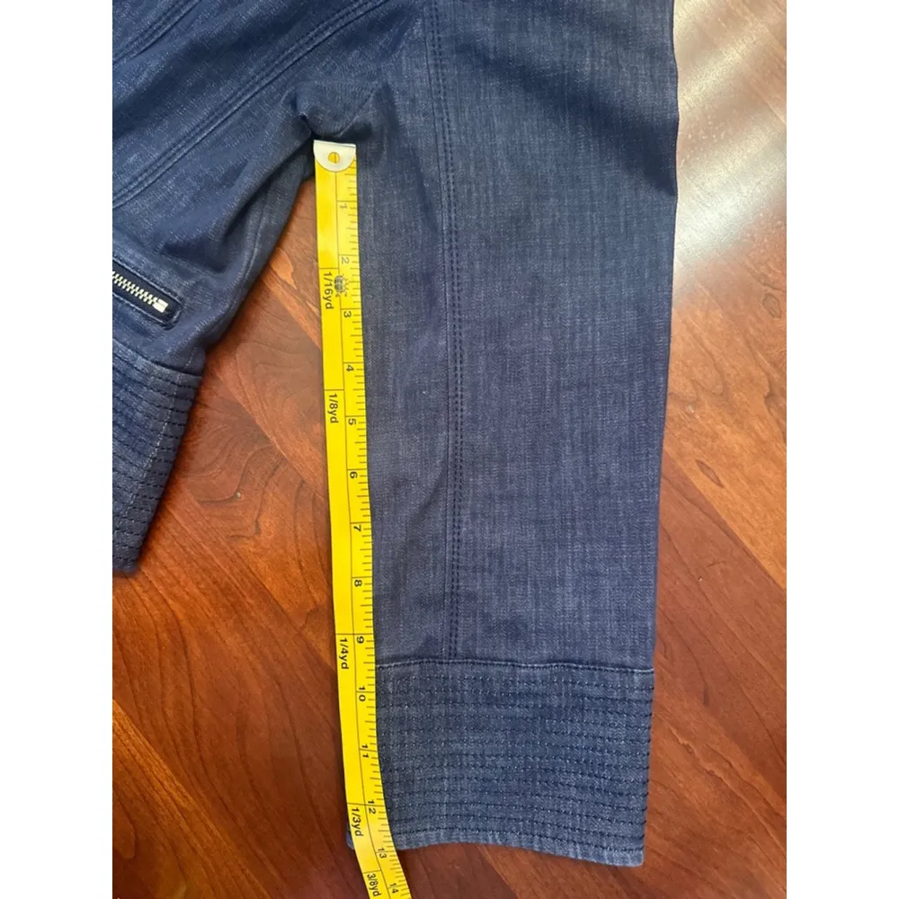 White House Black Market Size 12 (runs small) Jean Jacket with Silver Zippers - Image 15