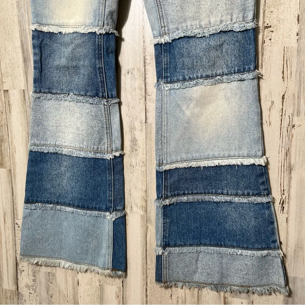 Zana Di Vintage Y2K Patchwork Raw Hem Flare Mid Rise Jeans Womens Size 3/29 - Image 2
