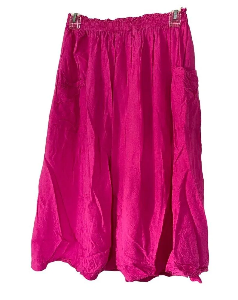 Asos Design Magenta Pink Midi Elastic Waist Casual Skirt Size 4 - Image 2