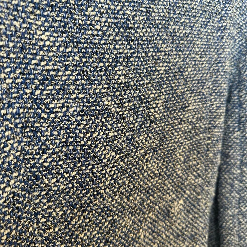 Talbots Womens Blue Tweed Cotton Blend Pockets Open Front Waterfall Blazer Large - Image 7