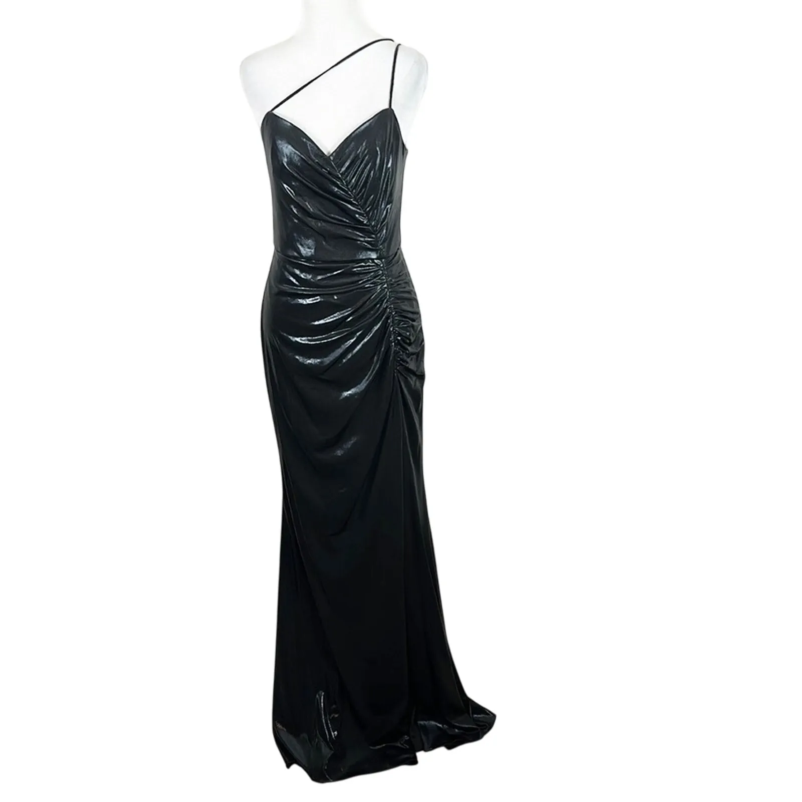 Marchesa Notte Ruched Gown Dress Lame Black Size 8 NEW - Image 7