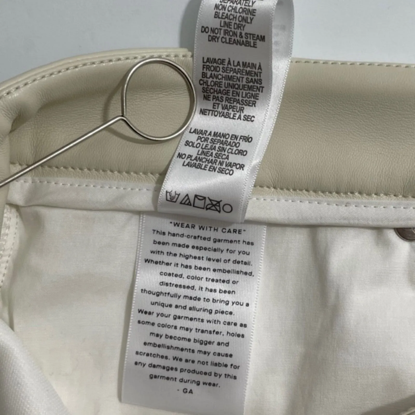 NWT Good American Good Legs Cropped Mini Boot Faux Leather Pants‎ in Bone 14/32 - Image 9