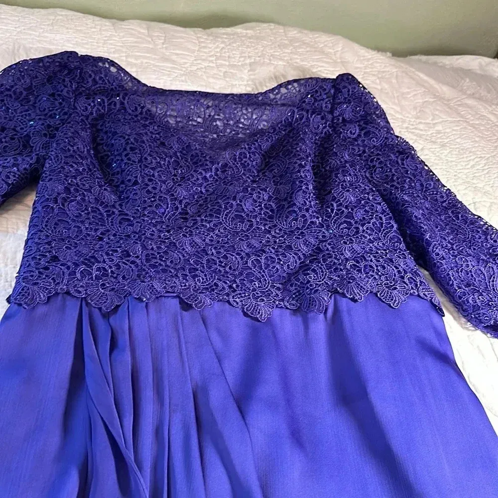 Jade Couture Evening Gown Lace and Sequins Purple Size undefined - Image 3
