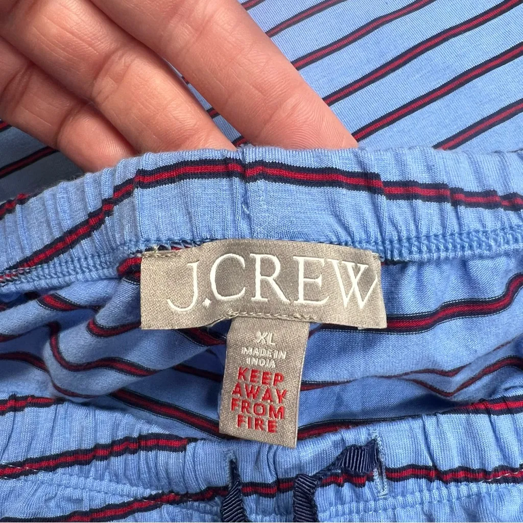 J. Crew Dreamy cotton-blend Pajama Pant Set in Blue Red Stripe Size XL NWT - Image 9